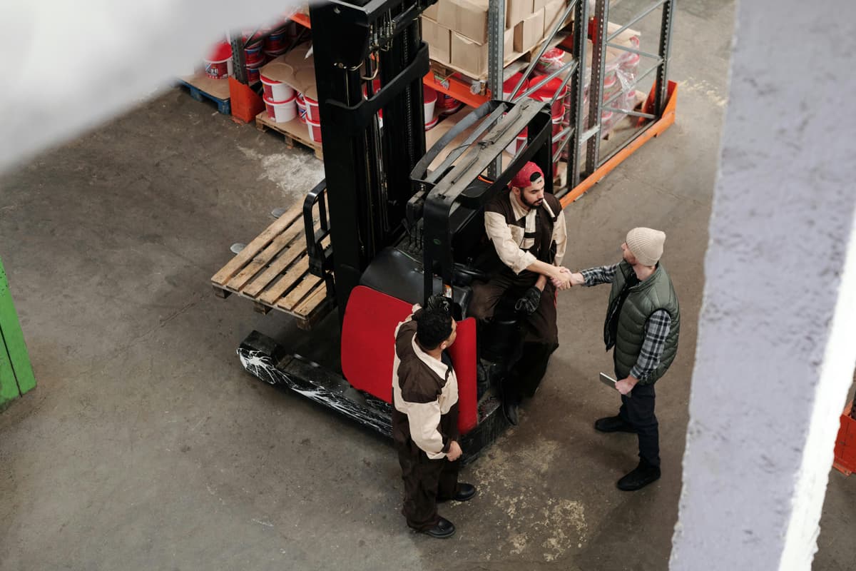 Forklift with pallets
